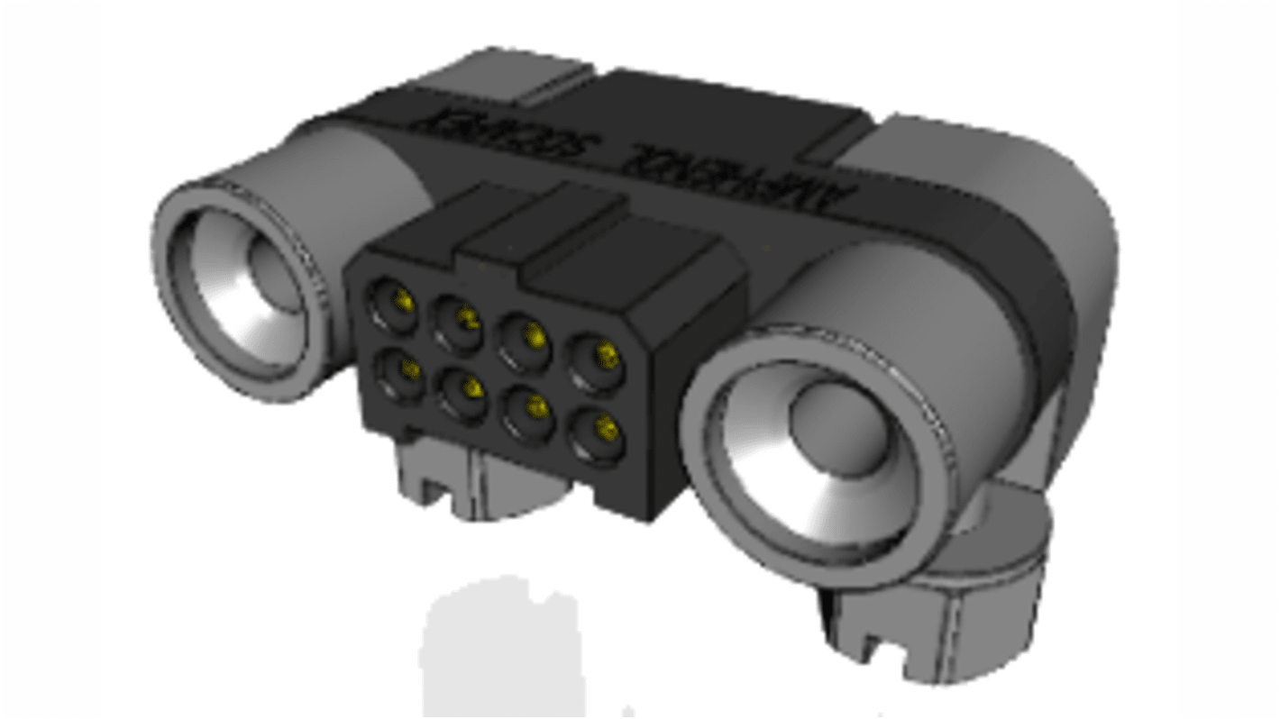 Amphenol Socapex MHDAS Series Right Angle PCB Mount PCB Header, 8 Contact(s), 1.27mm Pitch, 2 Row(s), Shrouded