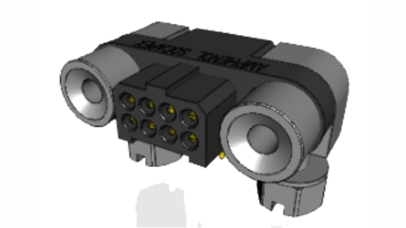 Amphenol Socapex MHDAS Series Right Angle PCB Mount PCB Header, 8 Contact(s), 1.27mm Pitch, 2 Row(s), Shrouded
