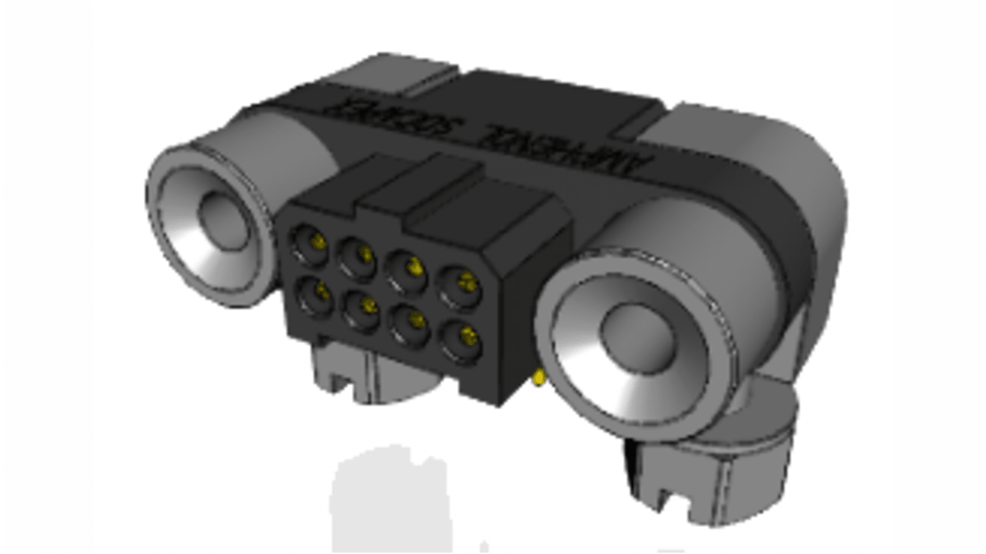 Conector macho para PCB Ángulo de 90° Amphenol Socapex serie MHDAS de 8 vías, 2 filas, paso 1.27mm, para soldar,