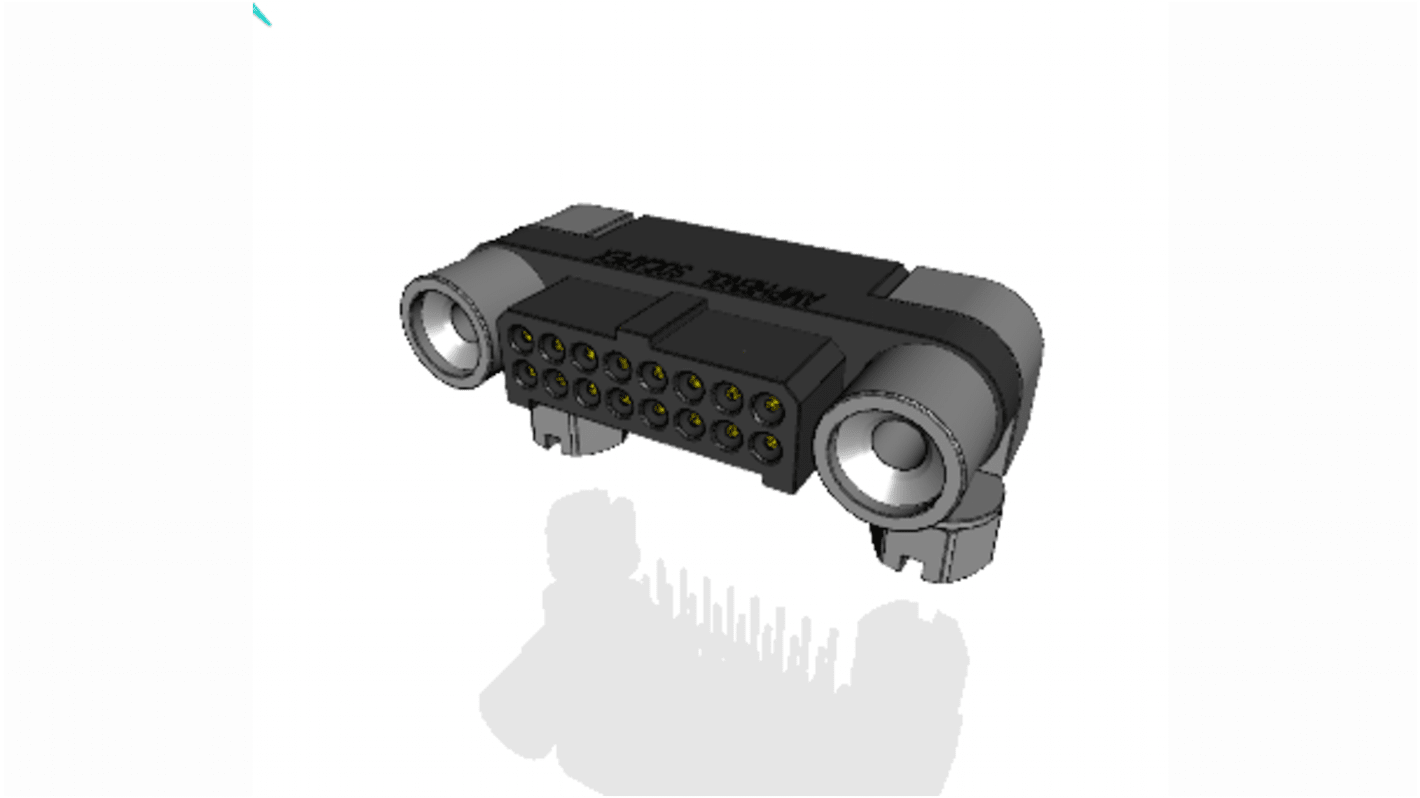 Conector macho para PCB Ángulo de 90° Amphenol Socapex serie MHDAS de 16 vías, 2 filas, paso 1.27mm, para soldar,