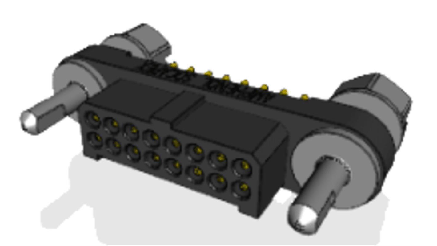 Amphenol Socapex MHDAS Series Straight PCB Mount PCB Header, 16 Contact(s), 1.27mm Pitch, 2 Row(s), Shrouded