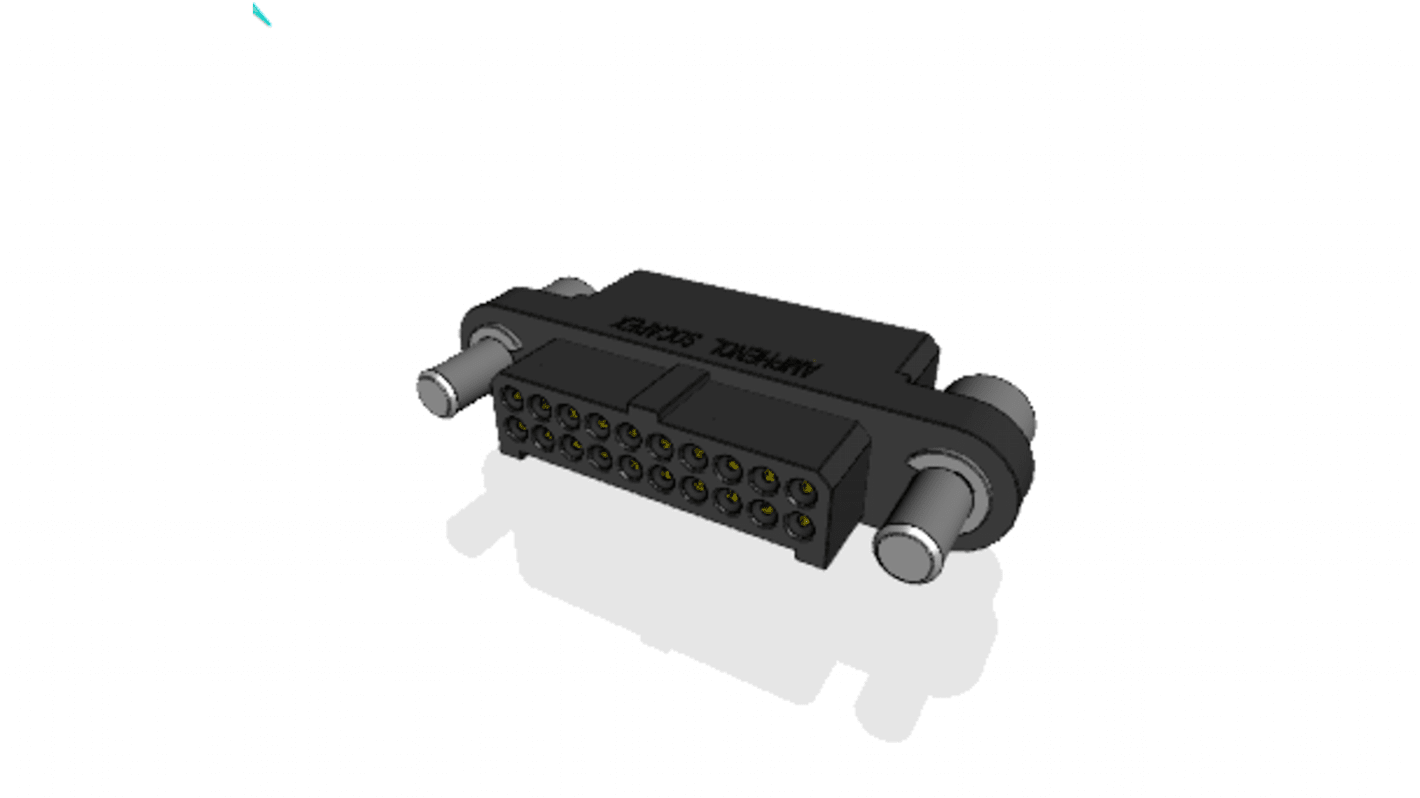 Amphenol Socapex MHDAS Series Straight PCB Mount PCB Header, 20 Contact(s), 1.27mm Pitch, 2 Row(s), Shrouded