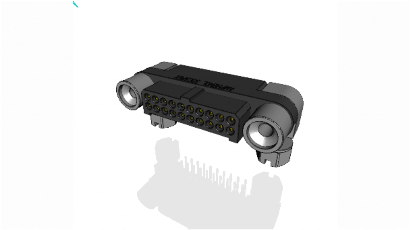 Conector macho para PCB Ángulo de 90° Amphenol Socapex serie MHDAS de 20 vías, 2 filas, paso 1.27mm, para soldar,