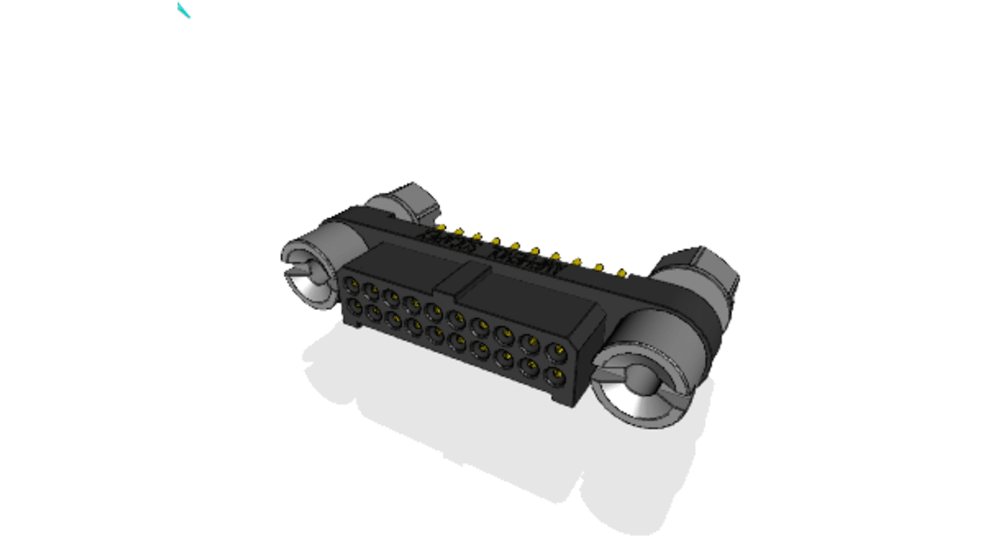 Amphenol Socapex MHDAS Series Straight PCB Mount PCB Header, 20 Contact(s), 1.27mm Pitch, 2 Row(s), Shrouded