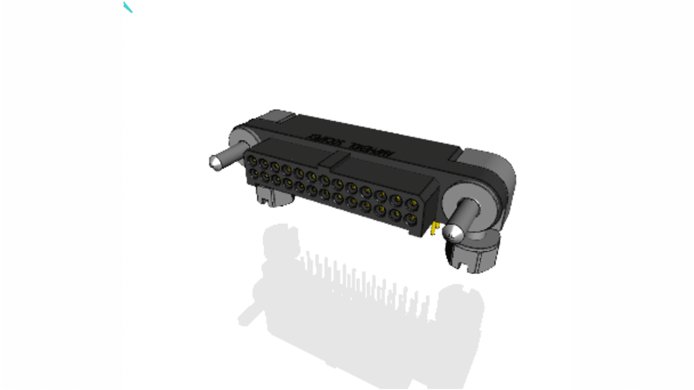 Conector macho para PCB Ángulo de 90° Amphenol Socapex serie MHDAS de 26 vías, 2 filas, paso 1.27mm, para soldar,