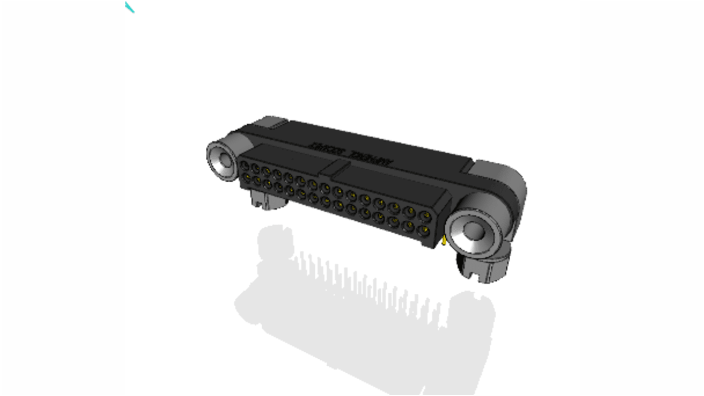 Amphenol Socapex MHDAS Series Right Angle PCB Mount PCB Header, 30 Contact(s), 1.27mm Pitch, 2 Row(s), Shrouded