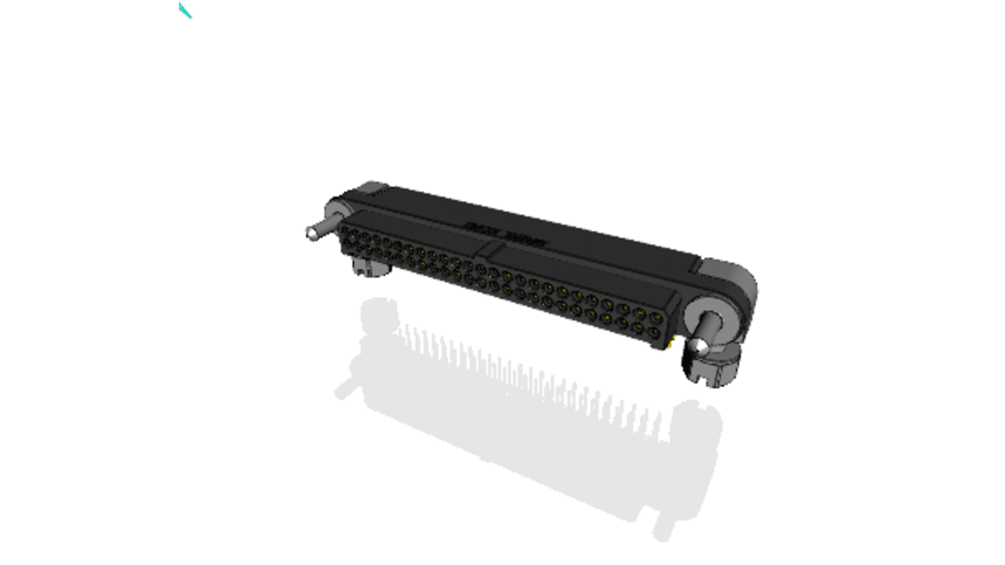 Conector macho para PCB Ángulo de 90° Amphenol Socapex serie MHDAS de 50 vías, 2 filas, paso 1.27mm, para soldar,