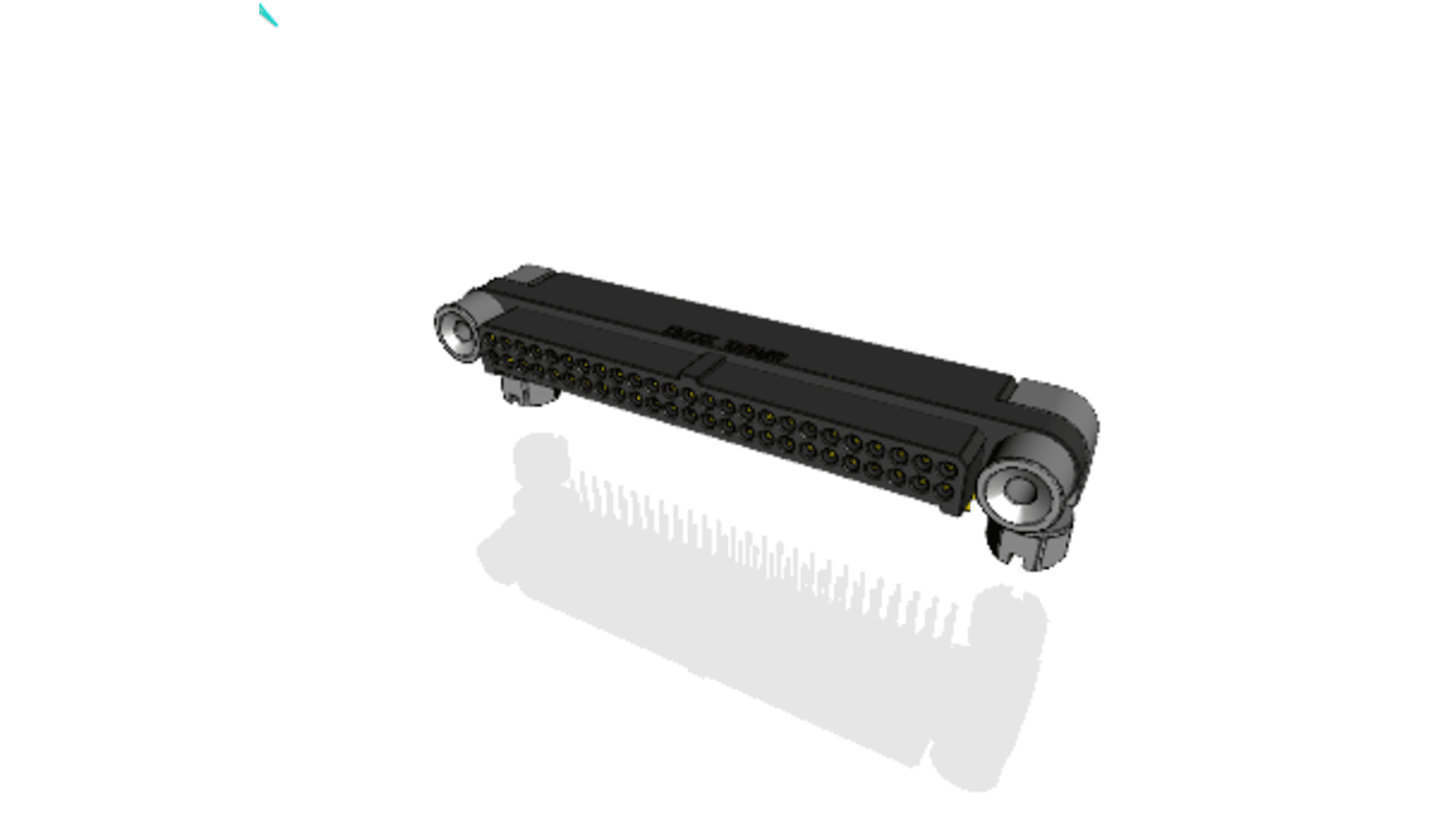 Amphenol Socapex MHDAS Series Right Angle PCB Mount PCB Header, 50 Contact(s), 1.27mm Pitch, 2 Row(s), Shrouded