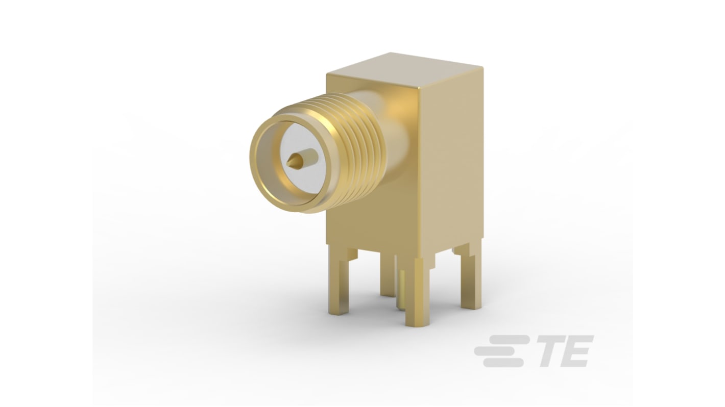 Conector coaxial TE Connectivity 2016504-1, Macho, Ángulo de 90° , Montaje de Cable, Terminación de Soldador, Oro