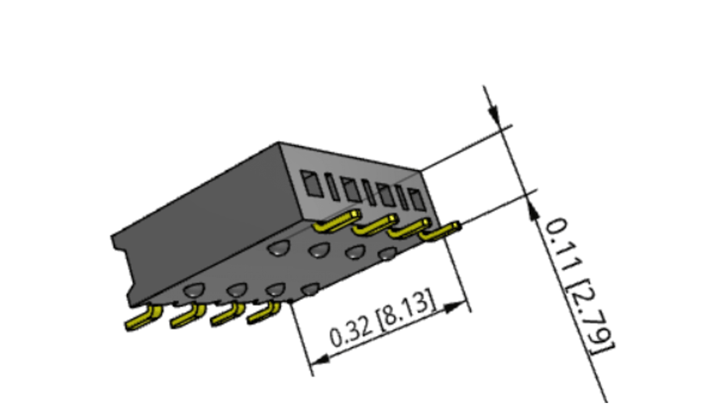 Samtec SSM Series Right Angle Surface Mount PCB Socket, 4-Contact, 1-Row, 2.54mm Pitch, Solder Termination