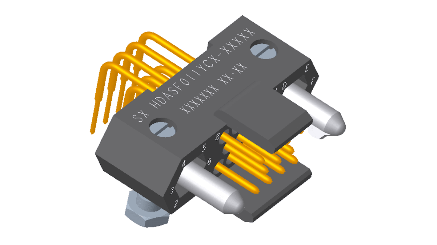 Conector macho para PCB Ángulo de 90° Amphenol Socapex serie HDAS de 11 vías, 3 filas, paso 1.905mm, para soldar,