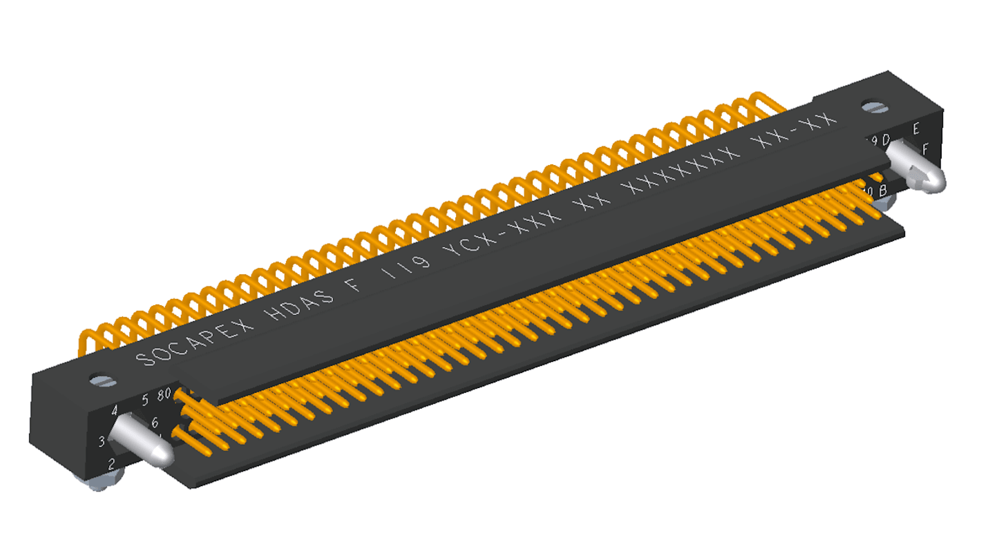 File di contatti PCB Amphenol Socapex, 119 vie, 3 file, passo 1.905mm