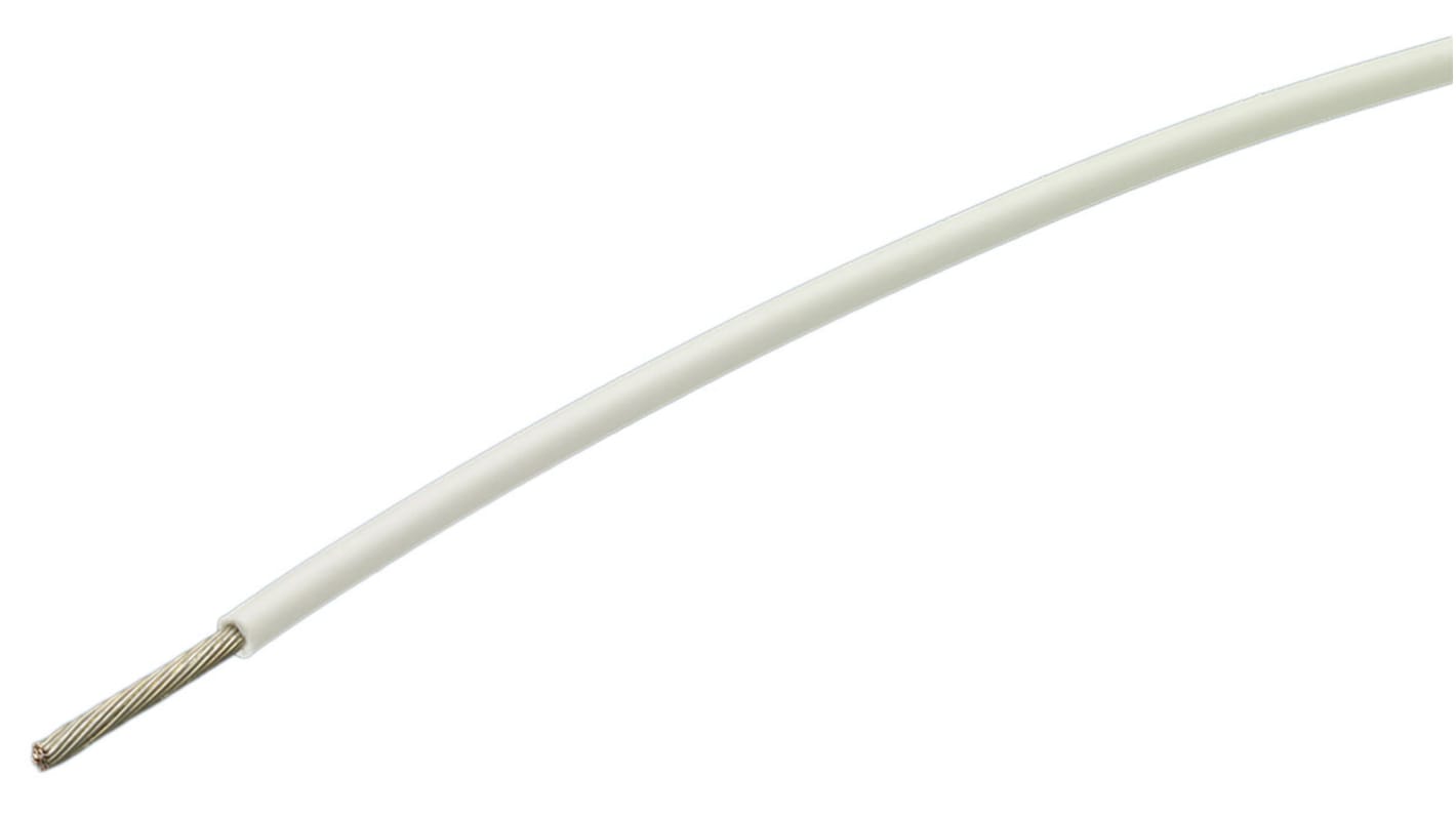 Przewód montażowy 0,26 mm² Biały TE Connectivity Poliolefina 23 AWG 600 V dł. 100m 19/0,12 mm +150°C Lista UL