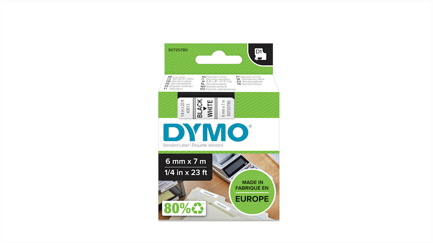 DYMO Rhino Beschriftungsband Schwarz für Dymo 160, Dymo 210D, Dymo 280, Dymo 360, Dymo 420P, Dymo 450 DUO, Dymo 500TS,