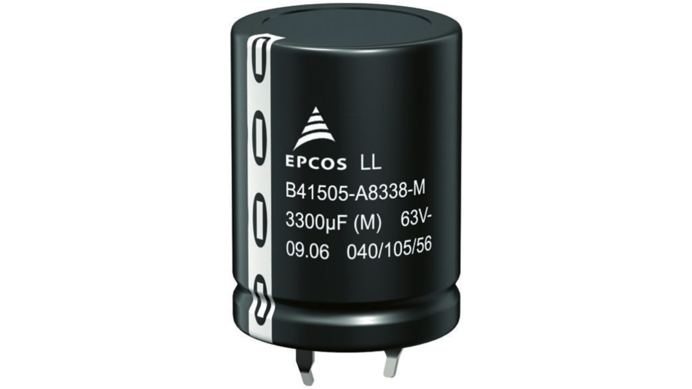 EPCOS B43504 Snap-In Aluminium-Elektrolyt Kondensator 330μF ±20% / 250V dc, Ø 25mm x 30mm, bis 105°C