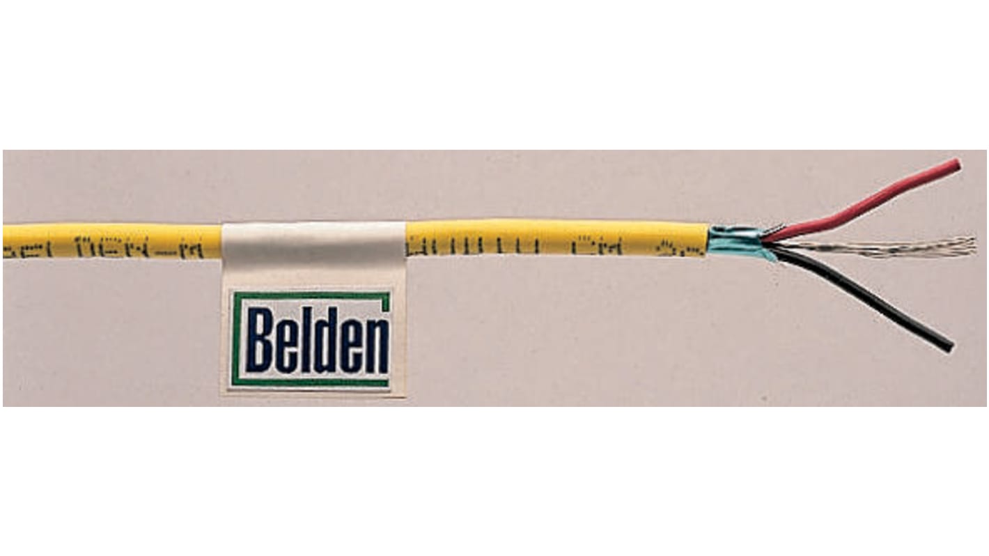 Belden Screened 2 Core Line level Low Voltage signal Cable, 0.33 mm² CSA, 3.61mm od, 304m, Yellow