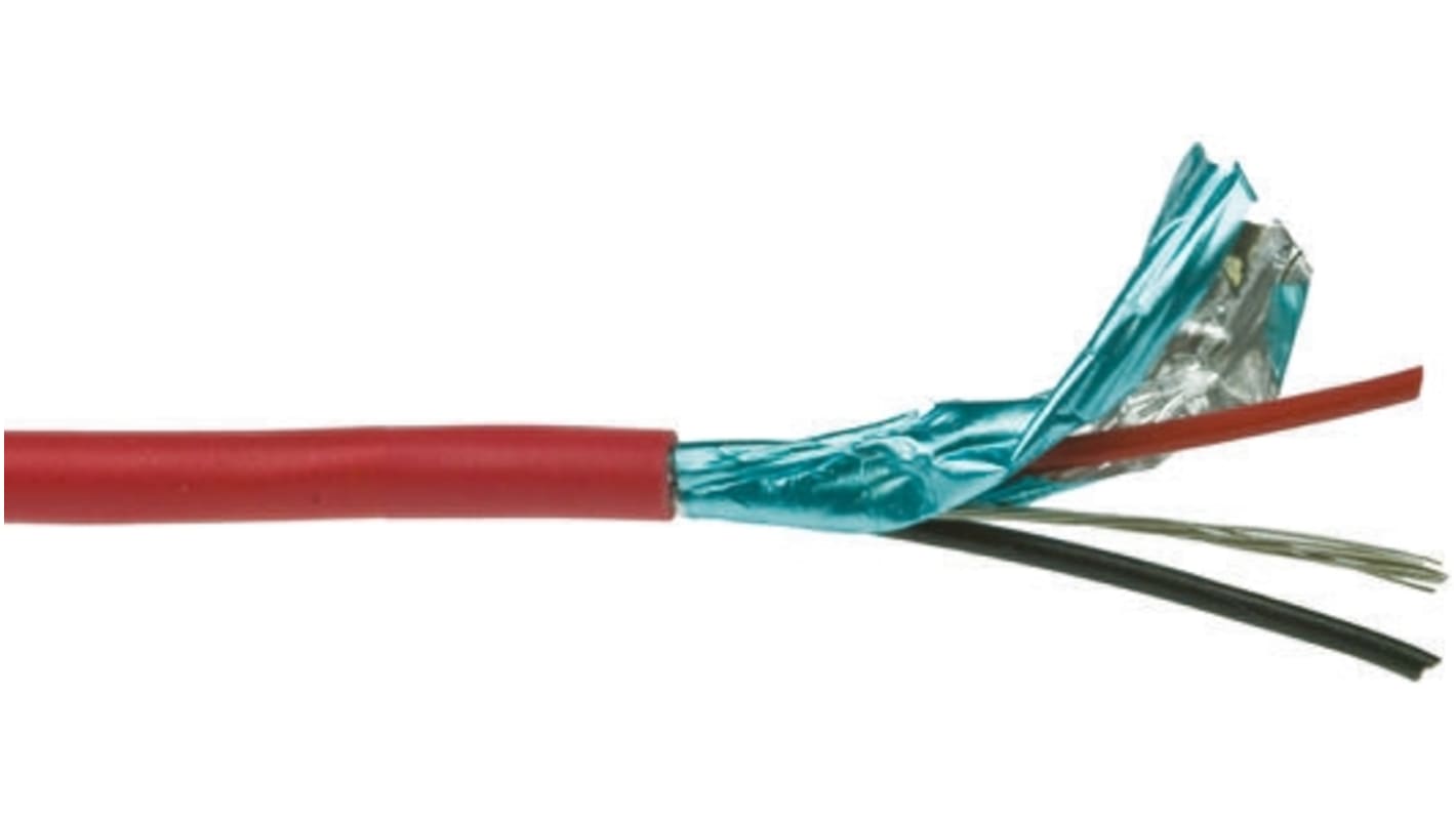 Belden Screened 2 Core Line level Low Voltage signal Cable, 0.33 mm² CSA, 3.61mm od, 304m, Red