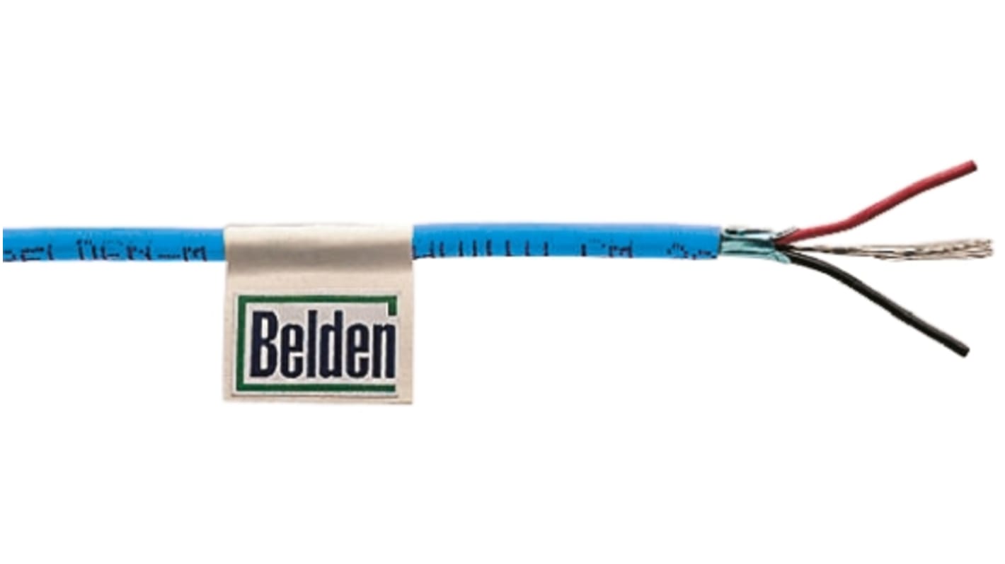 Belden Audiokabel 2-leder 38 Ω, Blå, PVC kappe, UD: 3.61mm, PVC Isolation, 0,33 mm² CSA