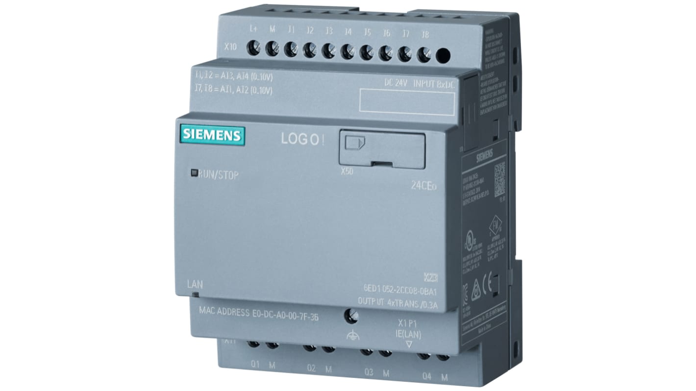 Siemens LOGO! Series PLC CPU for Use with LOGO! 8.3, 24 V dc Supply, Transistor Output, 12-Input, Analogue, Digital