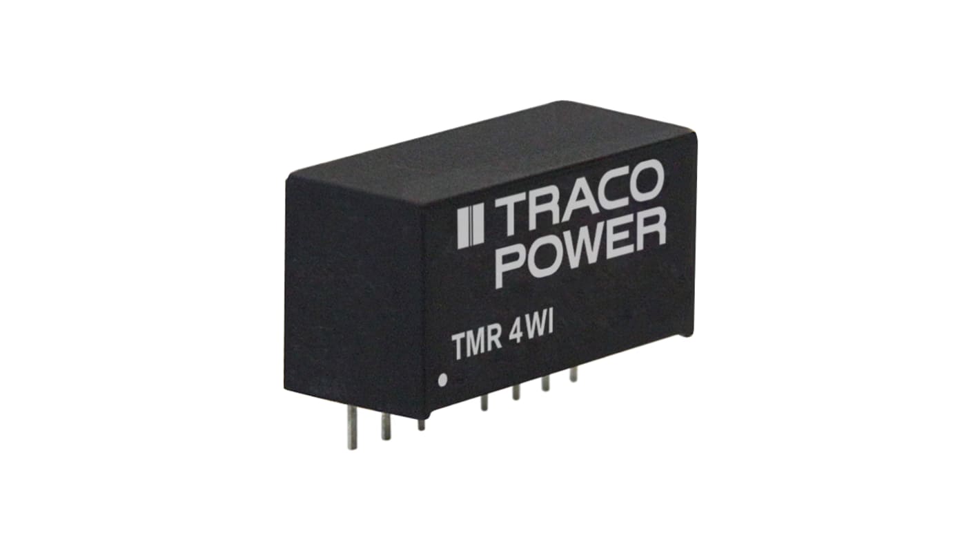 TRACOPOWER DC-DC átalakító, KI: 15V dc, 266mA / 4W, BE: 9 → 36 V dc