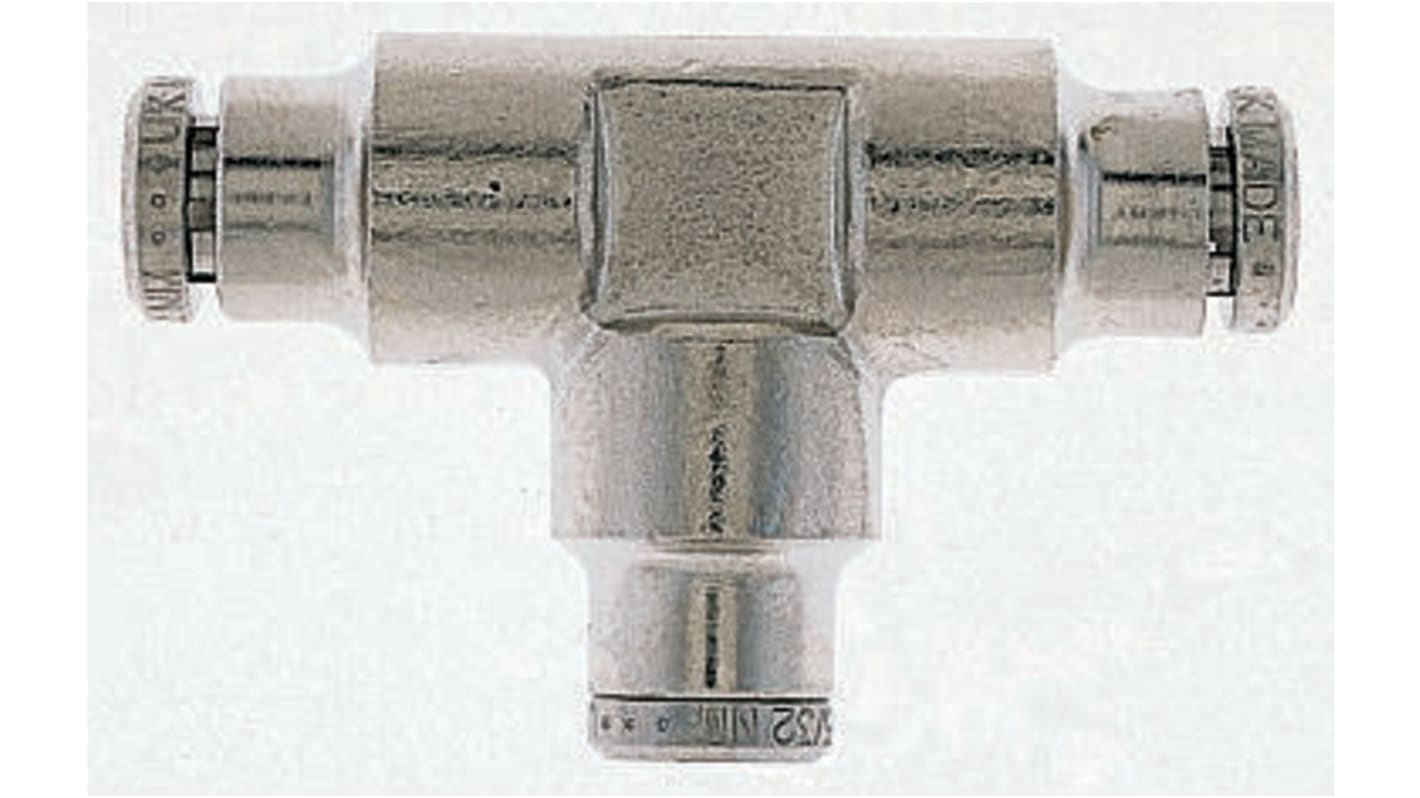 Norgren PNEUFIT Series Tee Tube-to-Tube Adaptor Push In 5 mm, Push In 5 mm to Push In 5 mm, Tube-to-Tube Connection