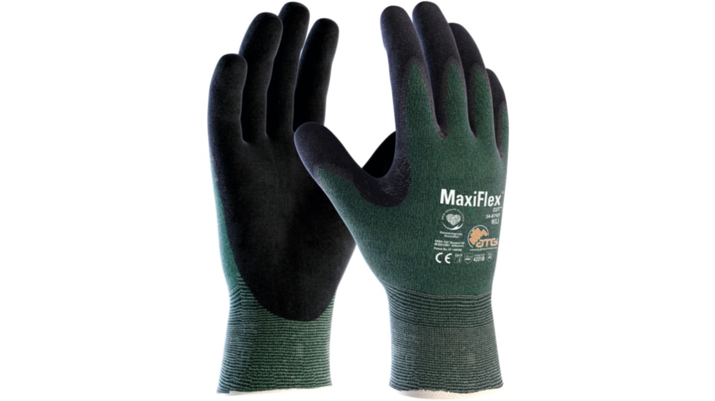 Gants ATG MaxiFlex taille 10, Résistant aux coupures, 1 Paire, Vert