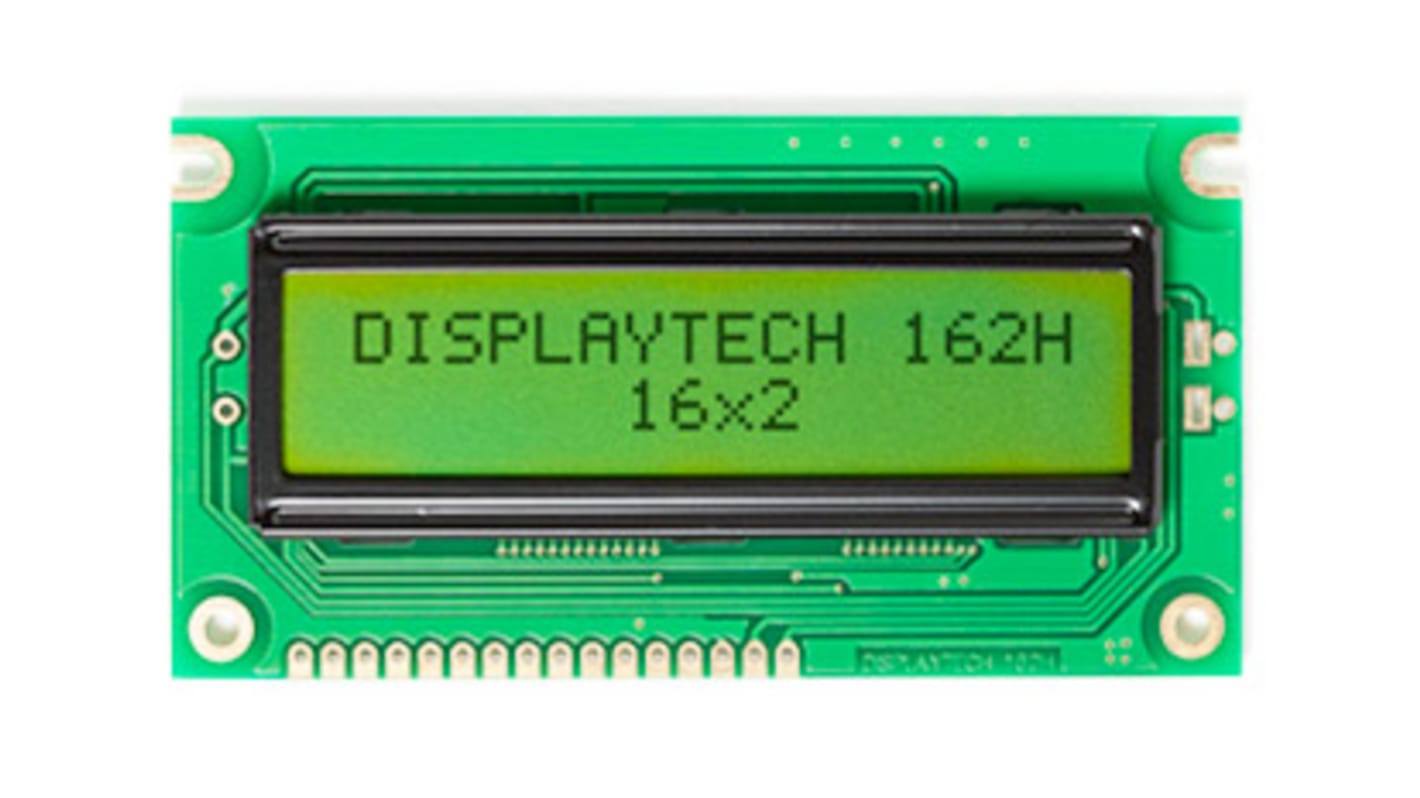 Displaytech 液晶モノクロディスプレイ 反射型 英数字, 2列16文字x16 char