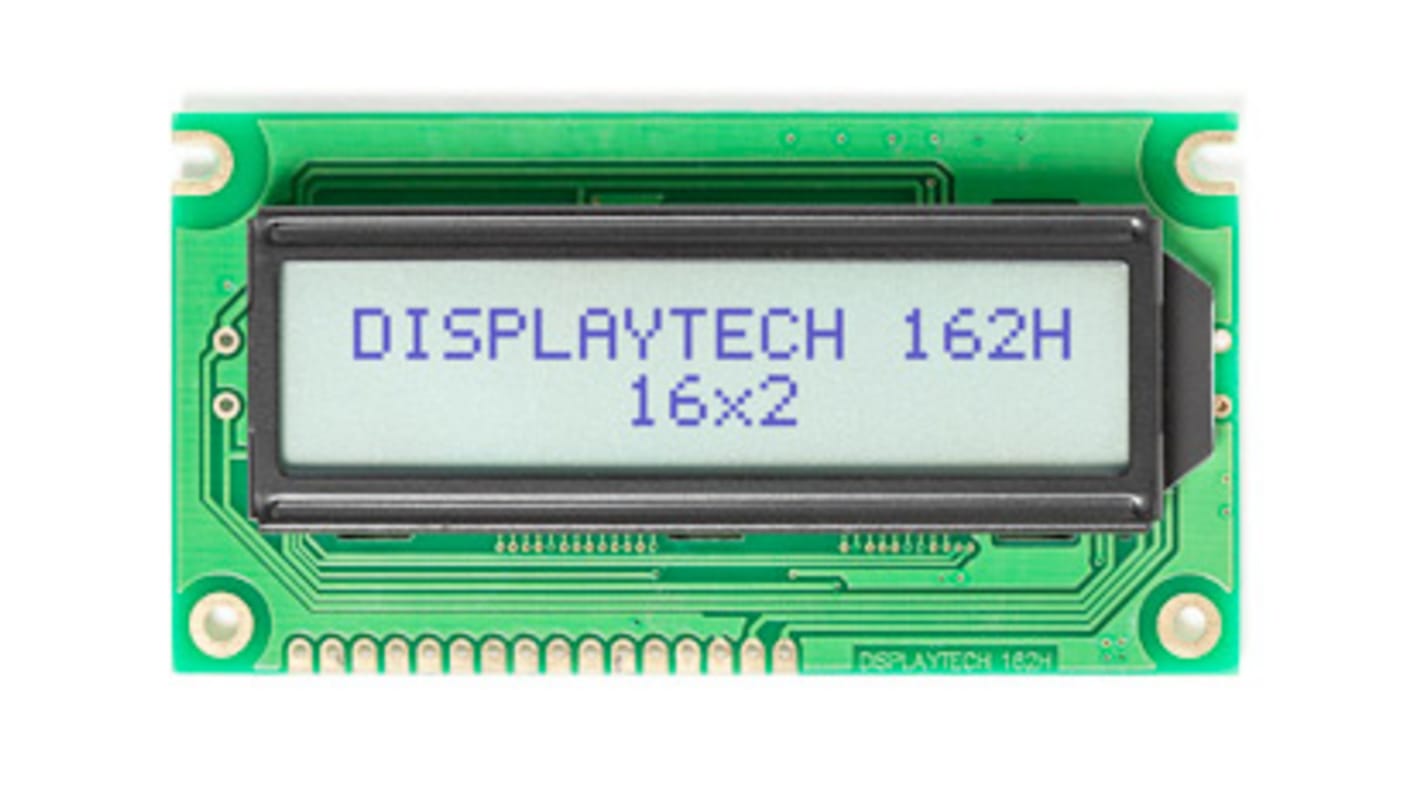 Displaytech 162H DC BW-3LP 162H Alphanumeric LCD Display, White on, 2 Rows by 16 Characters, Transflective