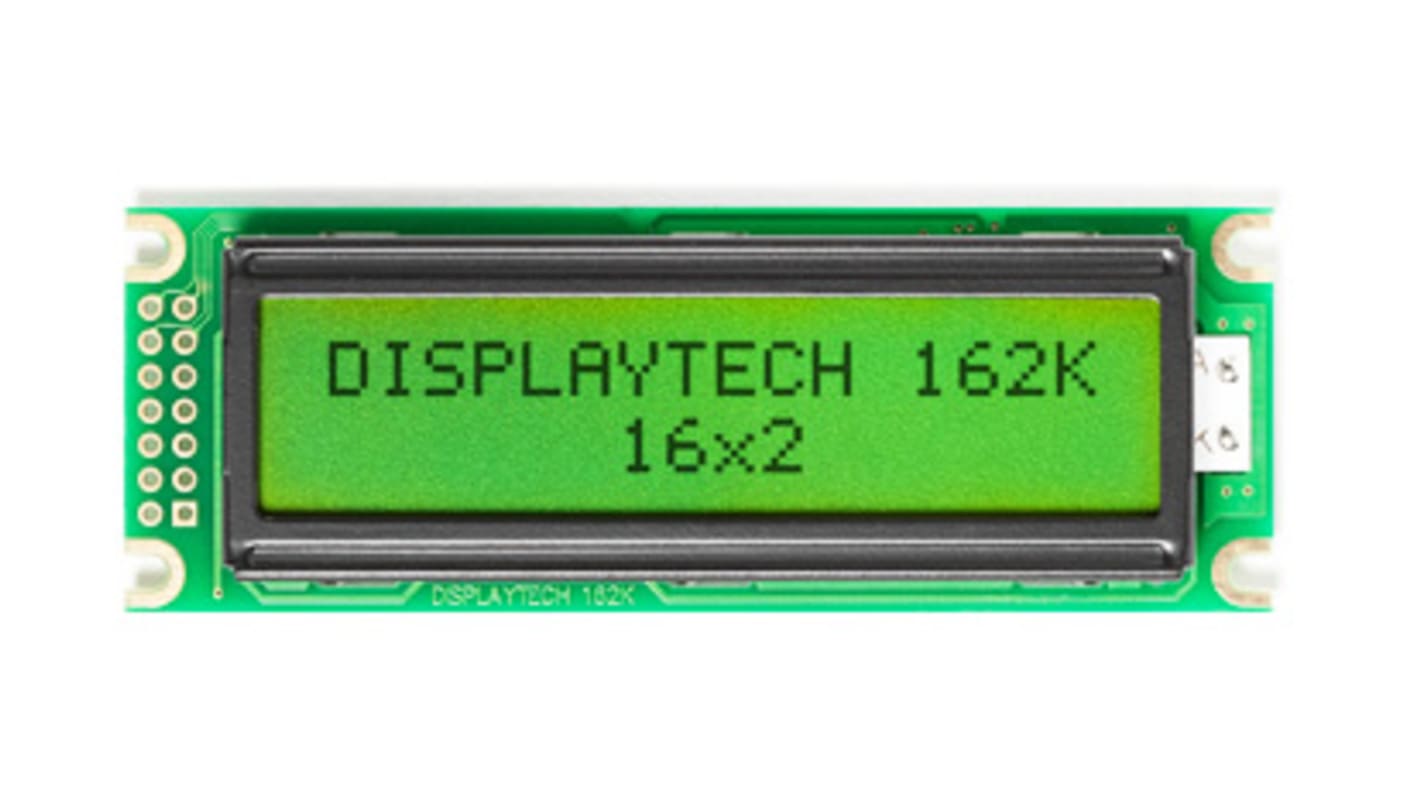 Display monocromo LCD alfanumérico Displaytech 162K de 2 filas x 16 caract., transflectivo