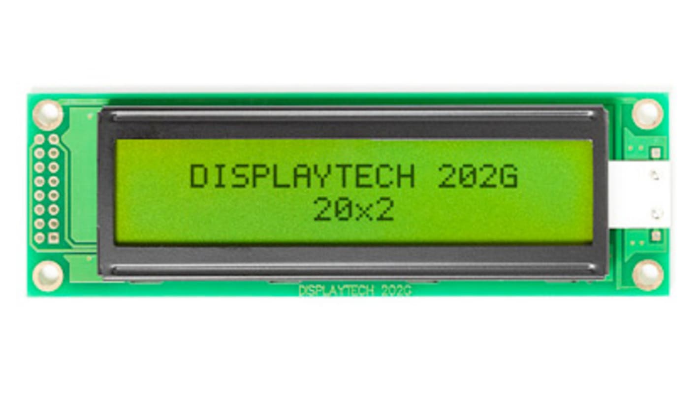 Monochromatický LCD displej, řada: 202G Alfanumerické, Transflektivní, Displaytech