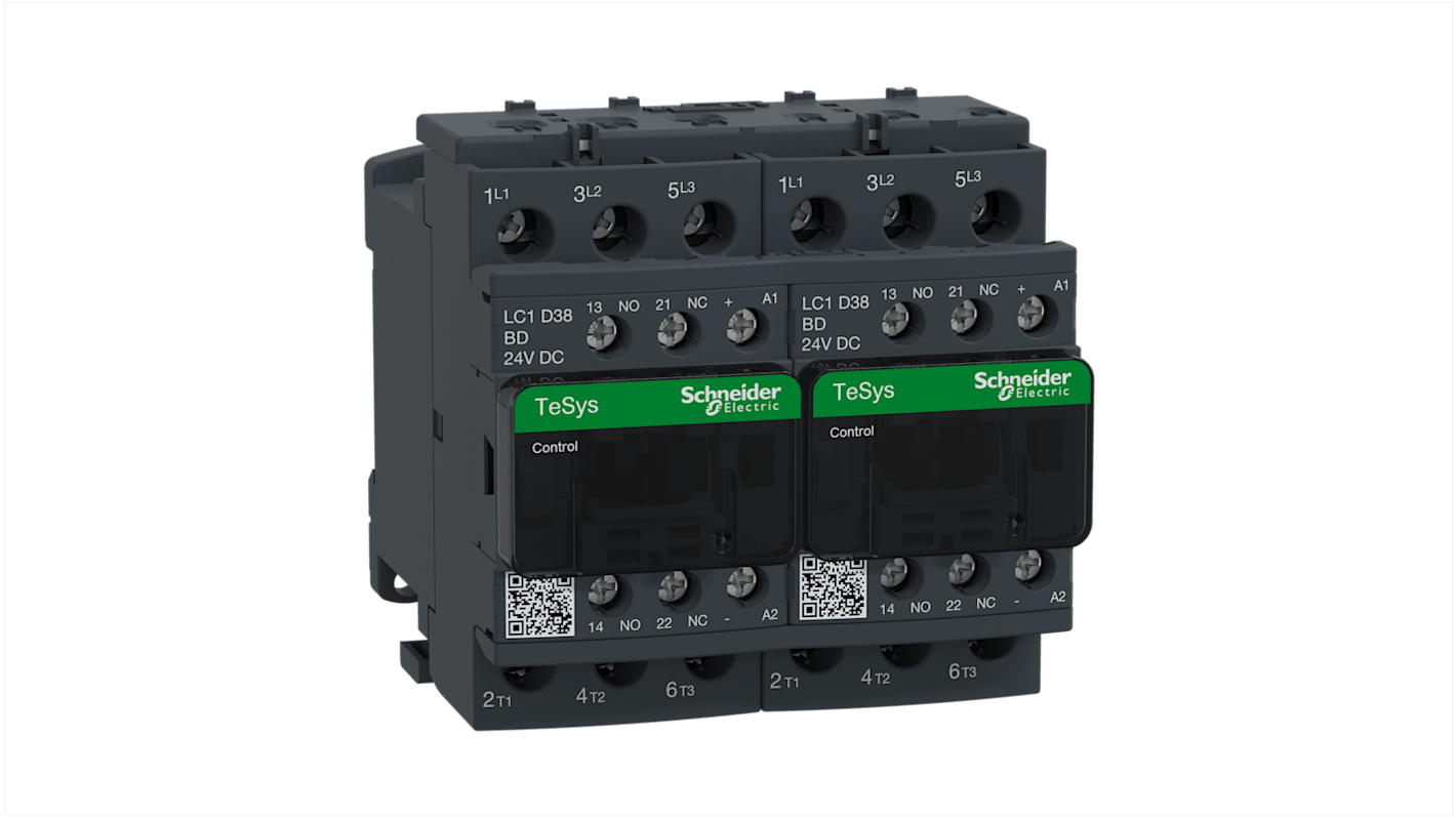 Schneider Electric TeSys D Leistungsschütz / 24 V dc Spule, 3 -polig 1 Öffner + 1 Schließer / 38 A, Umkehrend