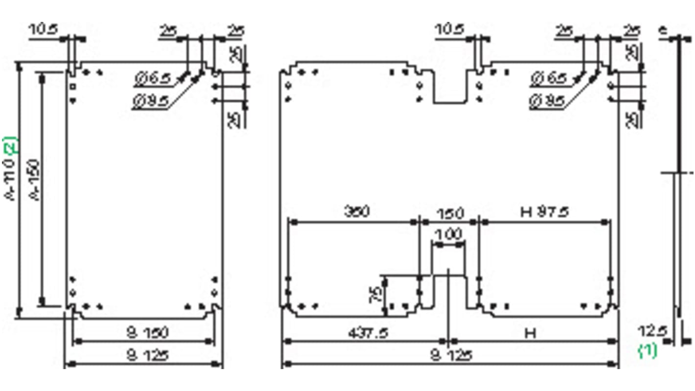 Schneider Electric NSYP Series Mounting Plate, 1140mm H, 375mm W for Use with Thalassa PLA