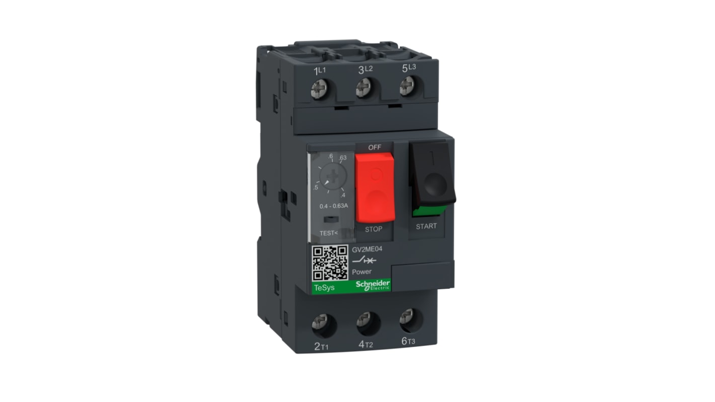 Interruttore automatico del motore Schneider Electric, 690 V, 0,4 → 0,63 A TeSys