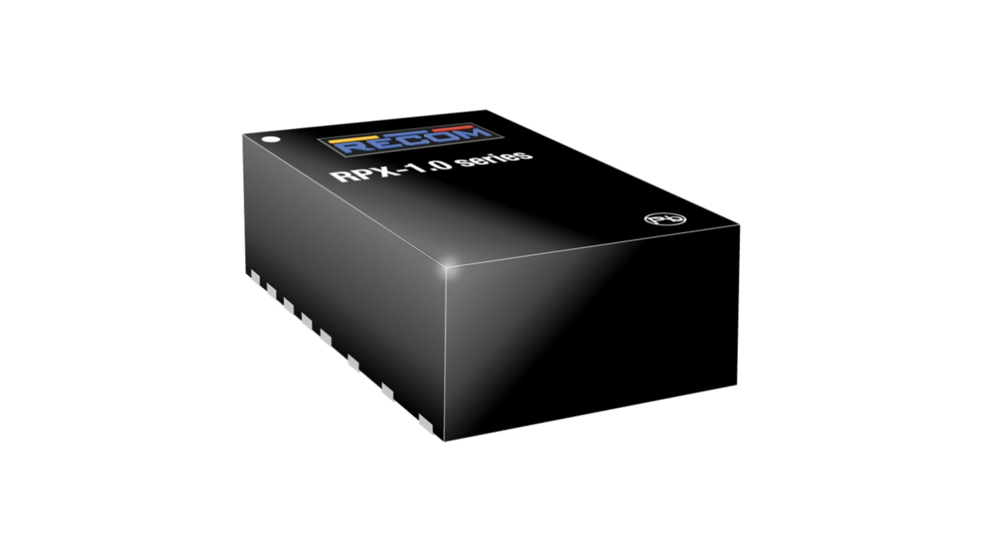 Recom RPX DC-DC Converter, 0.8 → 30V dc/ 1A Output, 4 → 36 V dc Input, 2.7W, Surface Mount, +125°C Max