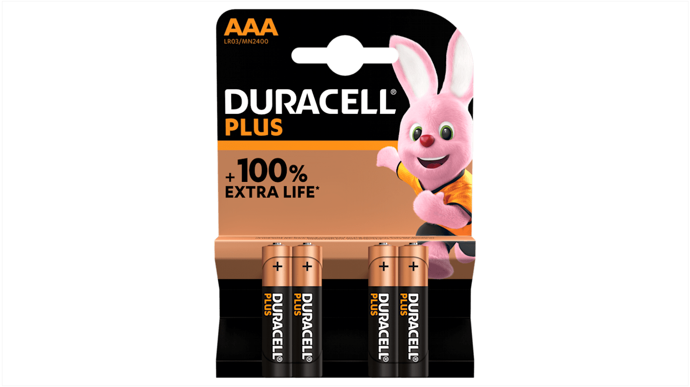 AAA +/PWR P4 RS Duracell Plus Power Alkaline AAA Batteries 1.5V RS