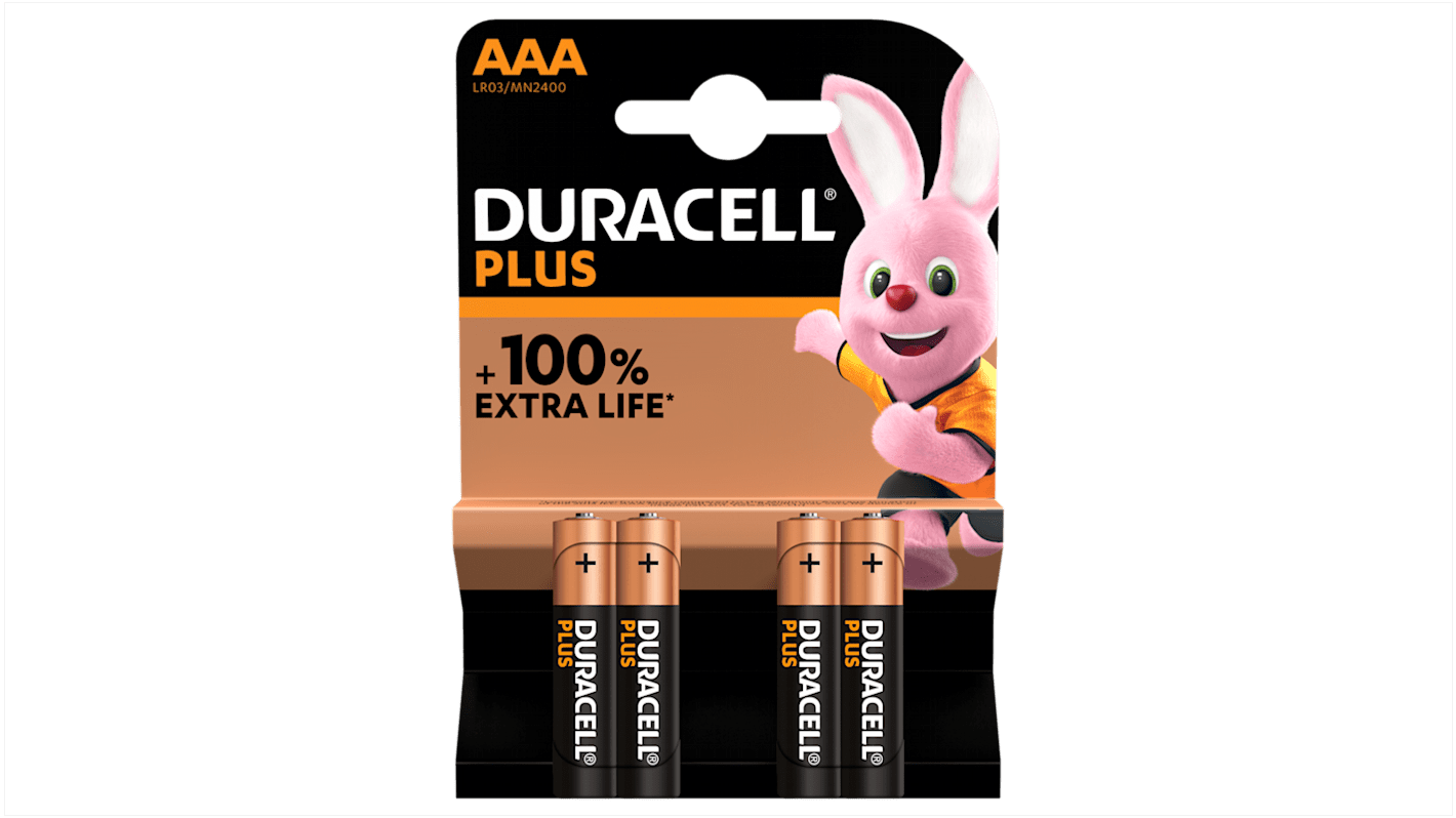 Duracell Plus Power Duracell 1.5V Alkalisk AAA batterier MN2400 PLUS POWER, Flad Terminal DURACELL