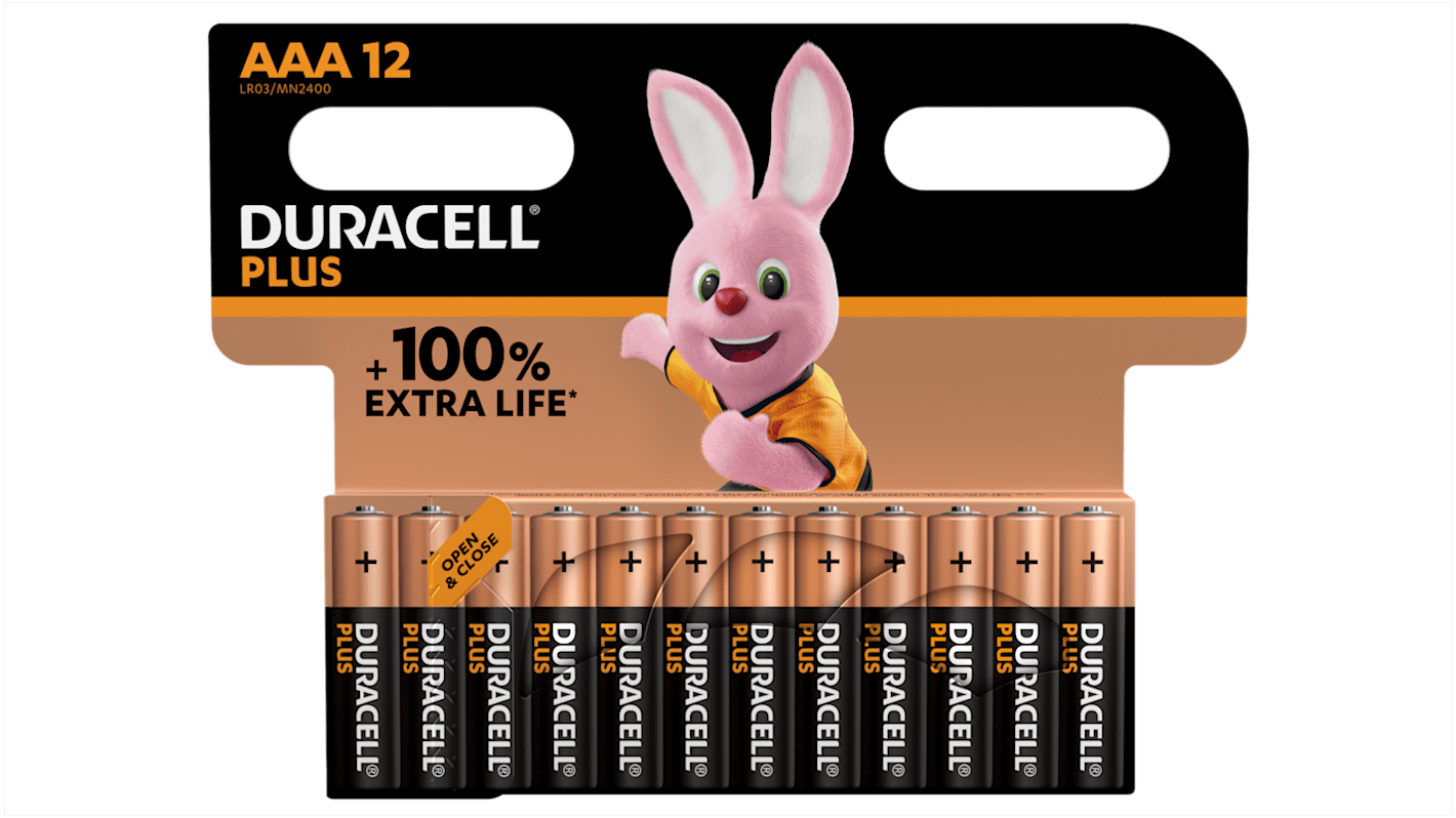 単4形電池 Duracell アルカリ電池,公称電圧 1.5V DURACELL