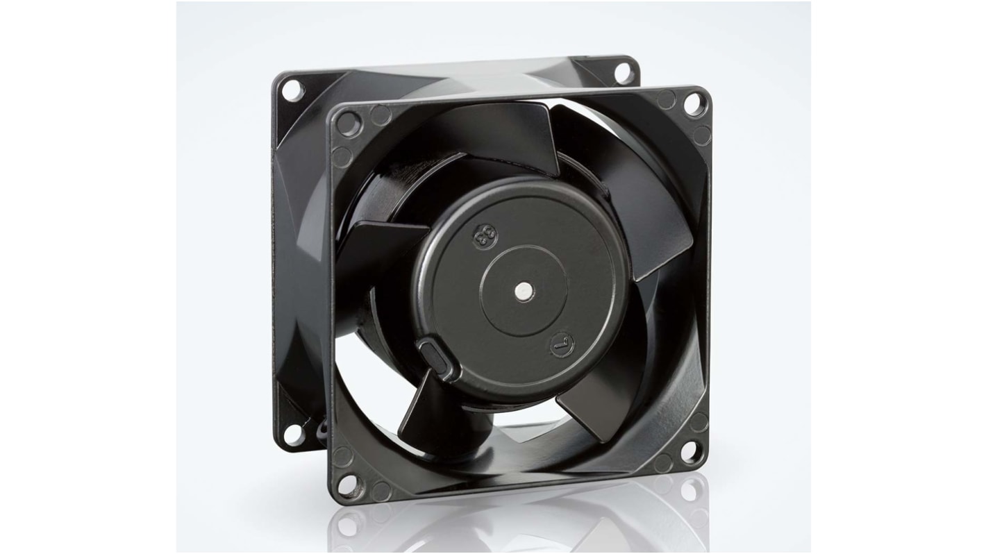 Axiální ventilátor, řada: 8000 V AC, 80 x 80 x 38mm, průtok vzduchu: 50m³/h 12W 230 V AC Čtvercový