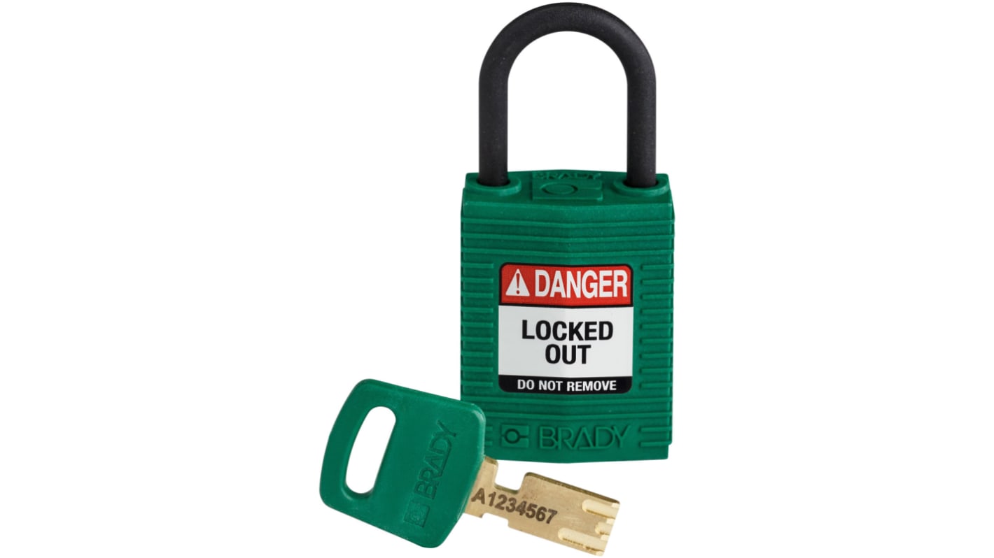 Brady Key Weatherproof Nylon Padlock, 4.7mm Shackle, 33mm Body