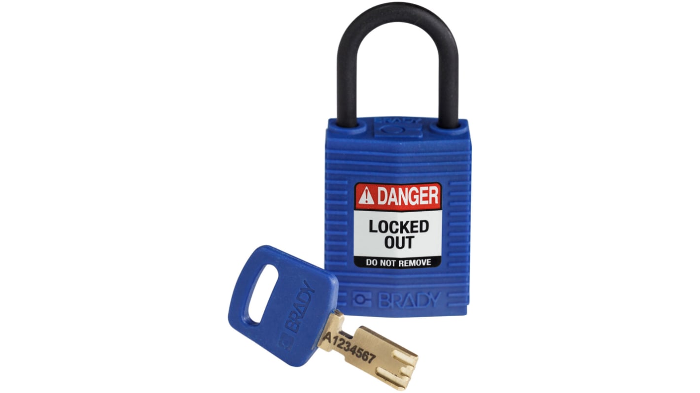 Brady Key Weatherproof Nylon Padlock, 4.7mm Shackle, 33mm Body