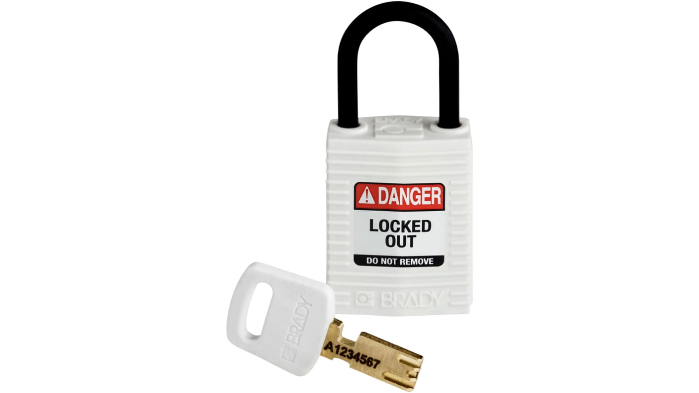 Brady Key Weatherproof Nylon Padlock, 4.7mm Shackle, 33mm Body