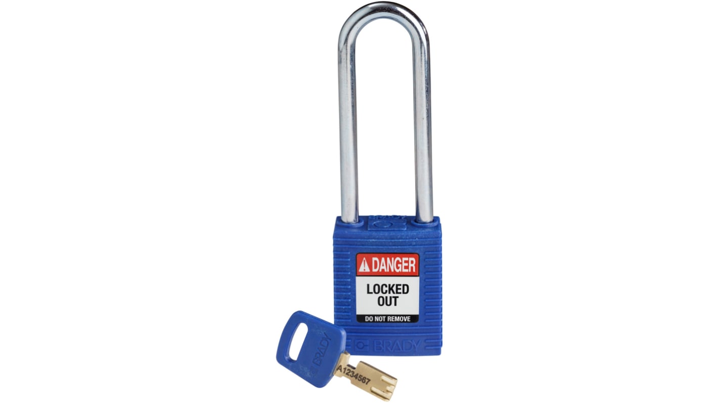 Brady Key Weatherproof Nylon Padlock, 6.4mm Shackle, 38mm Body