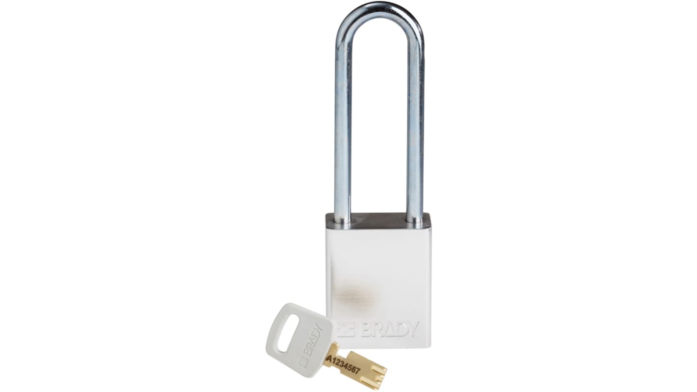 Brady Key Weatherproof Aluminium Padlock, 6.4mm Shackle, 38mm Body