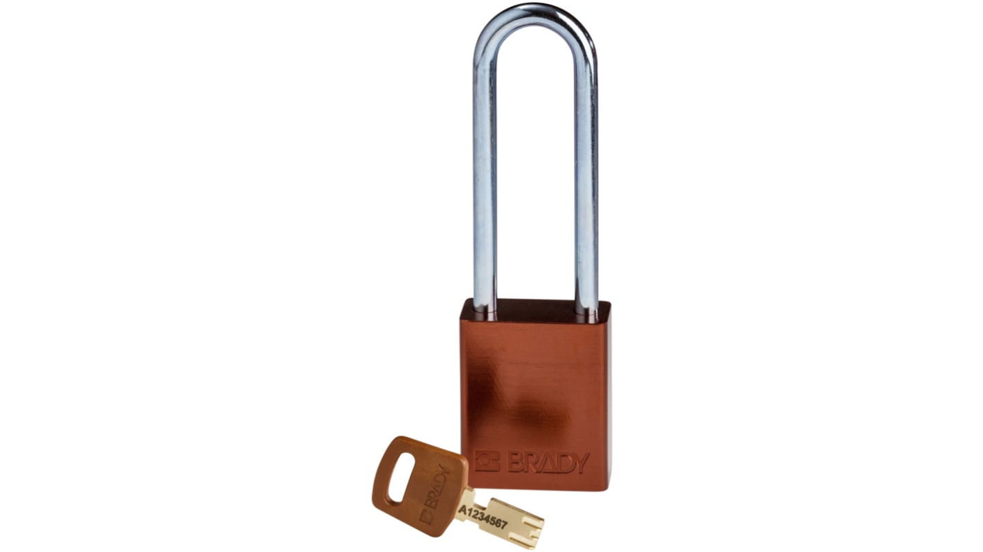 Brady Key Weatherproof Aluminium Padlock, 6.4mm Shackle, 38mm Body