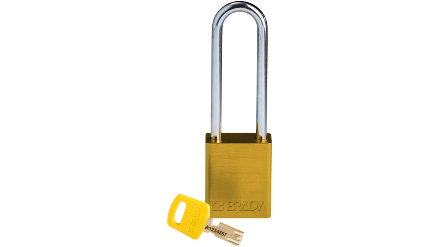 Brady Key Weatherproof Aluminium Padlock, 6.4mm Shackle, 38mm Body