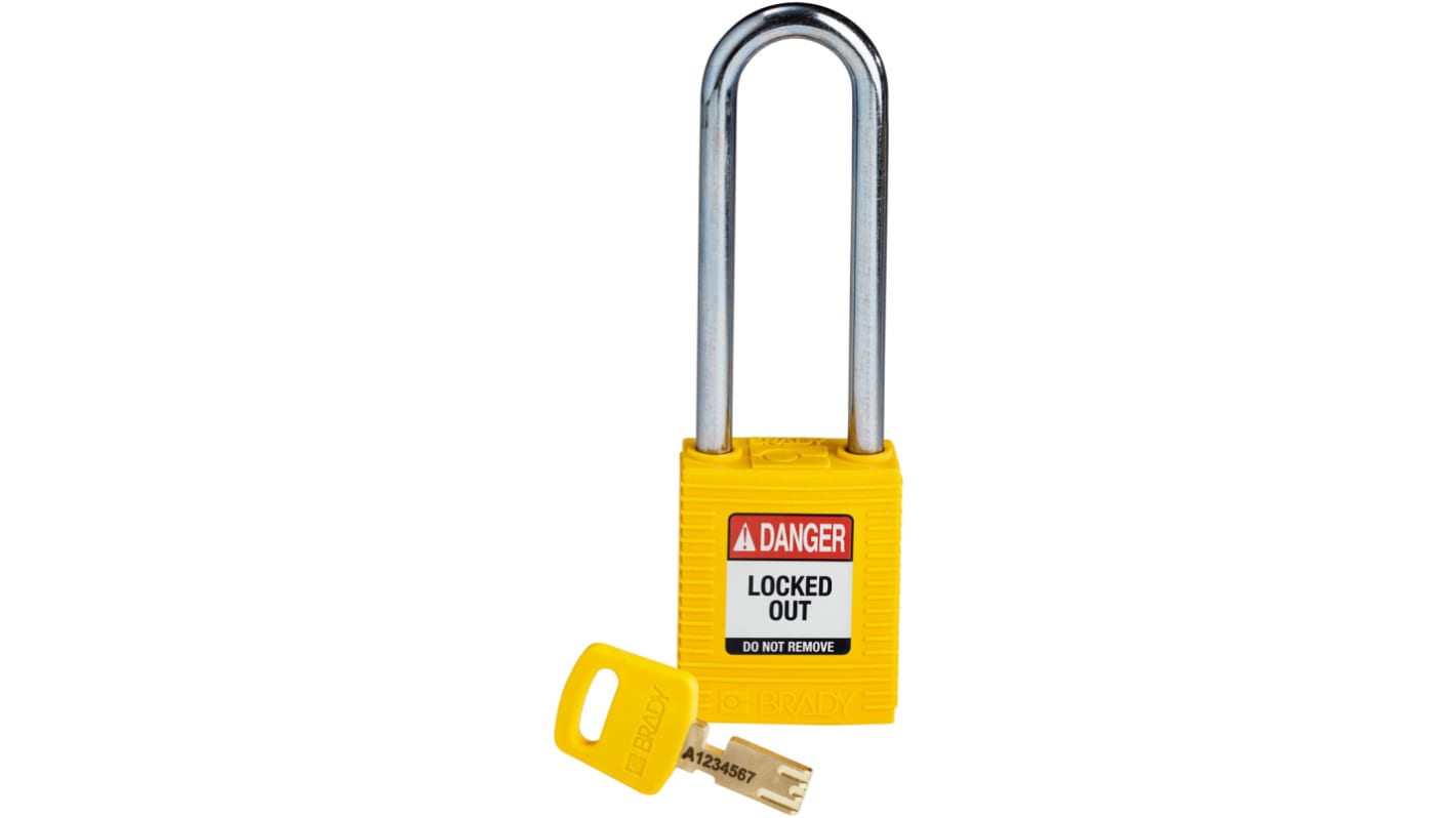 Brady Key Weatherproof Nylon Padlock, 6.4mm Shackle, 38mm Body