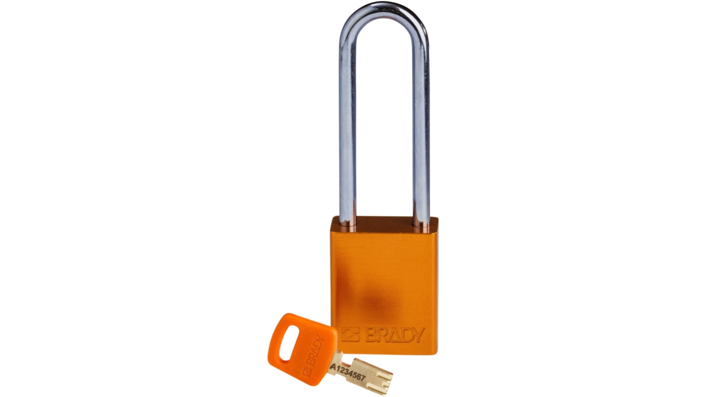 Brady Key Weatherproof Aluminium Padlock, 6.4mm Shackle, 38mm Body