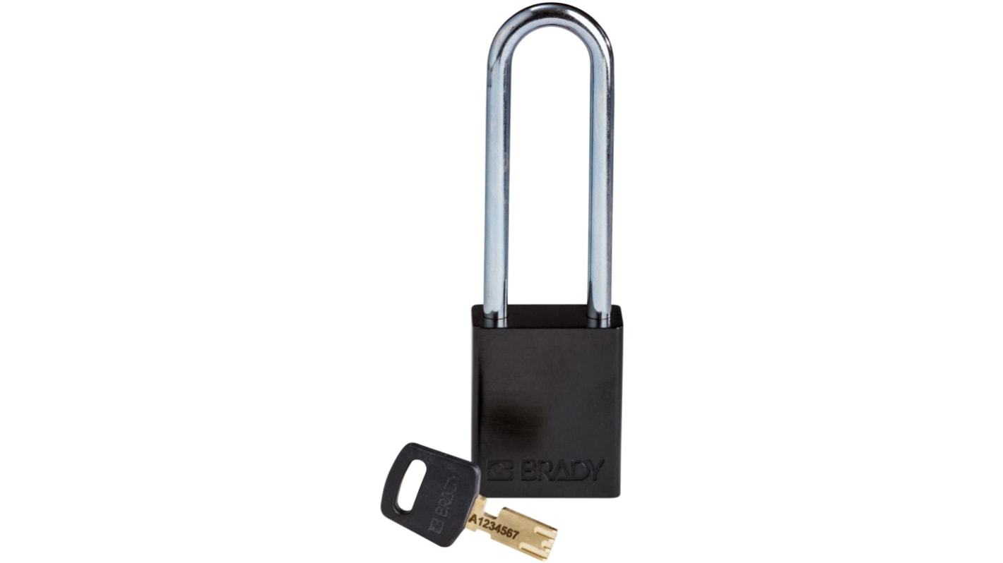 Brady Key Weatherproof Aluminium Padlock, 6.4mm Shackle, 38mm Body