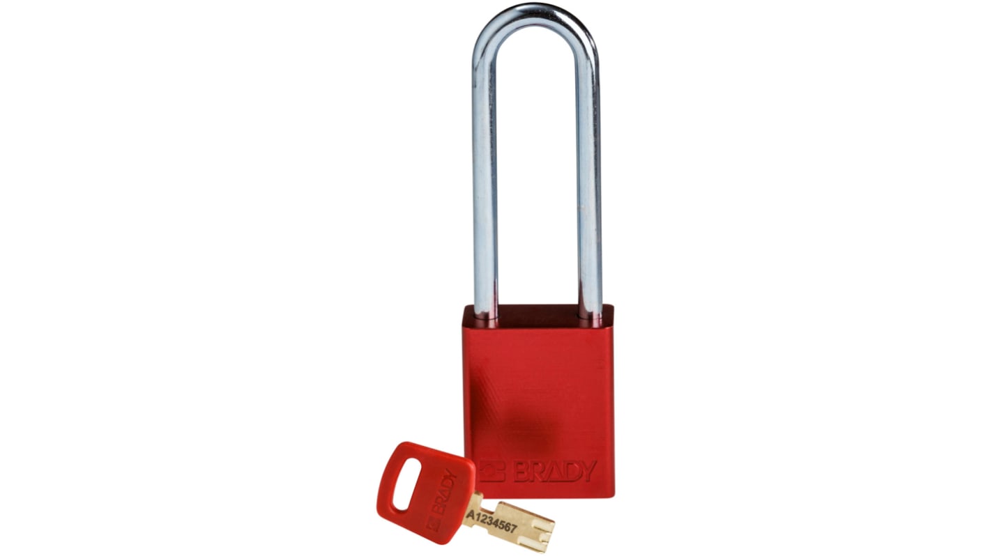 Brady Key Weatherproof Aluminium Padlock, 6.4mm Shackle, 38mm Body