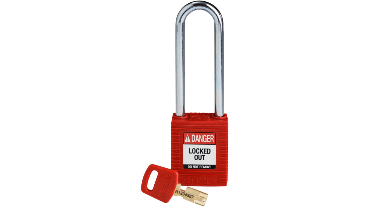 Brady Key Weatherproof Nylon Padlock, 6.4mm Shackle, 38mm Body